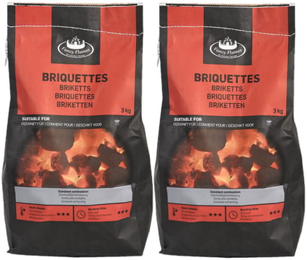Fancy Flames Barbecue/BBQ Briketten - 2x - 3 kilo - 100% natuurlijk - geschikt voor BBQ