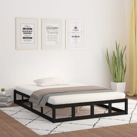 vidaXL - Bedframe - massief - hout - zwart - 200x200 - cm