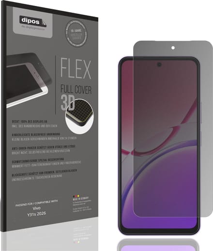 dipos FLEX – Matte Privacy Screenprotector geschikt voor Vivo Y31s 2026 | Volledige Schermbescherming | Case-Friendly