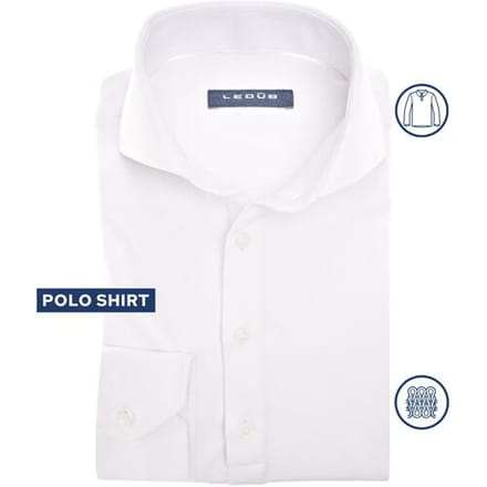 Ledûb Polo Long Sleeve Plain Cotton Tricot Wit / male