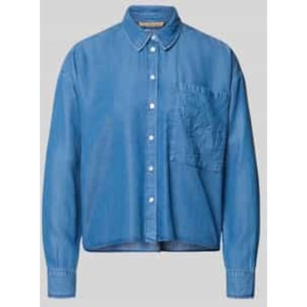 Boxy fit blouse van lyocell met labeldetail
