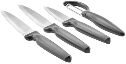 Karaca Dr.Inox - Messenset - 4-delig - RVS Keukenmessen & Dunschiller Set - Grijs - Roestvrij Staal