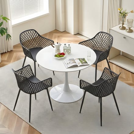 EGGREE eettafel en stoelen set - witte tafel Ø 100 cm met 4 stoelen - voor bar - kookeiland, café en eetkamer