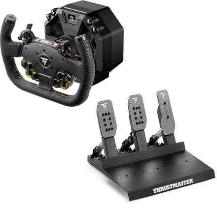 Thrustmaster T598 Servo Base Direct Axial Drive 10 Nm Force Feedback + EVO Racing 31U Leather + Raceline Pedals III LC – Direct Drive Sim Racing Set - PC - PS4 - PS5
