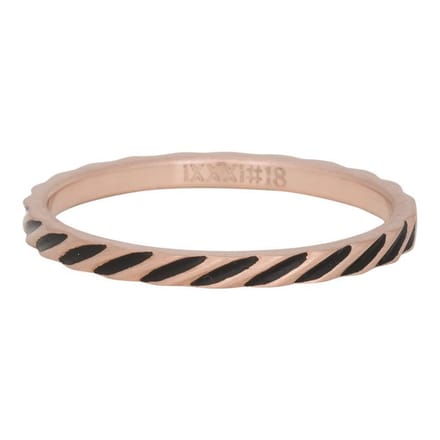iXXXi Vulring 2mm Slanting stripes ring Mat Roségoudkleurig - maat 19
