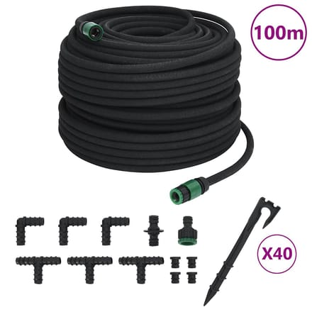 vidaXL - Druppelslang - 0,6'' - 100 - m - rubber - zwart