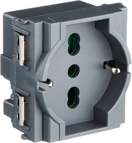 Universeel Stopcontact 2P+T 16A Grijs Inbouw