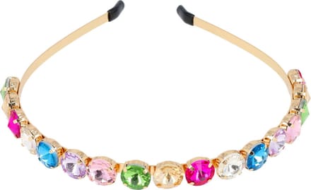 Haarsoires Haarband Diadeem 1cm – Facetstenen – Pastel Kleuren – Multicolor Goud