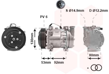Van Wezel - AIRCO COMPRESSOR VOOR ALFA ROMEO 145/146 930 1994-2001 60653652