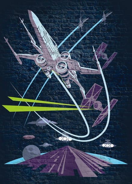 Fotobehang - Star Wars Classic Concrete X Wing 200x280cm - Vliesbehang
