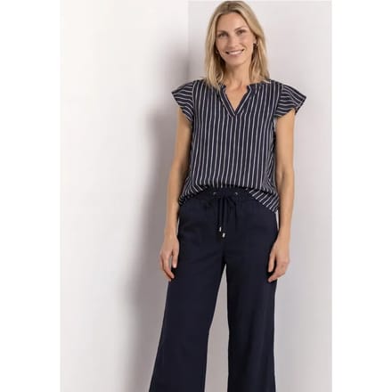 Blouse met split in de hals en volantmouwen