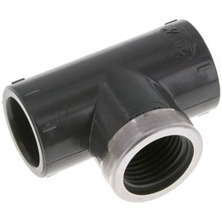PVC T-Stuk Lijmmof 20mm x Binnendraad Rp1/2 ''