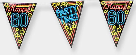 Paperdreams - Neon Party Vlaggen - Happy 60 (10 m)