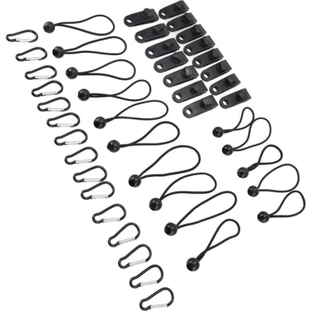 45 Stuks Zwarte Zeilklemmen Set met Haken en Elastieken Sterke Grip voor Camping Voertuigen gray