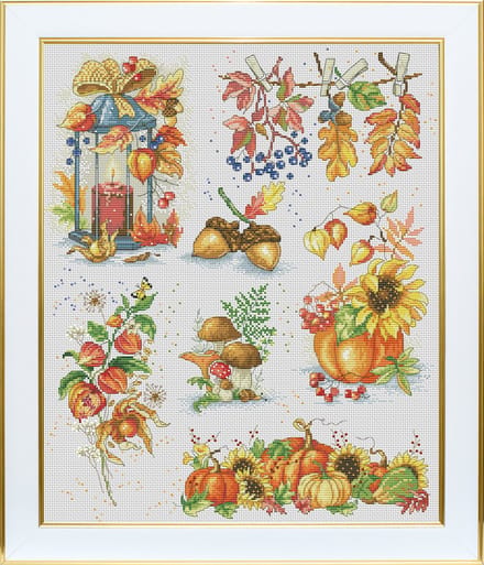 Borduurpakket VDV - Autumn Vernissage - Herfst Collage - met DMC garens