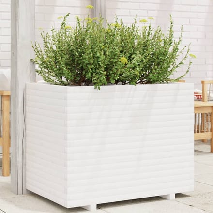 vidaXL - Plantenbak - 90x60x72 - cm - massief - grenenhout - wit