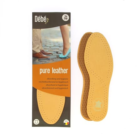 DEBE Pure leather - Lederen inlegzool met schokdempende latex onderlaag - 36