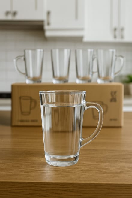 Glazen Thee- en Koffiemokken – 200 ml – Met Handvat – Set van 6