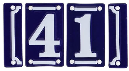 Best for Boots huisnummer 41 met sierrand - Oudhollands - emaille - blauw/wit