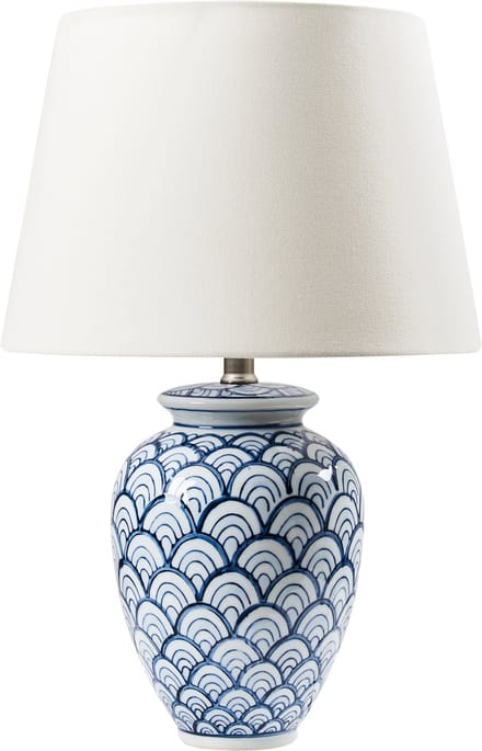 JAUCA - Tafellamp - Wit/Blauw - Porselein/Linnen