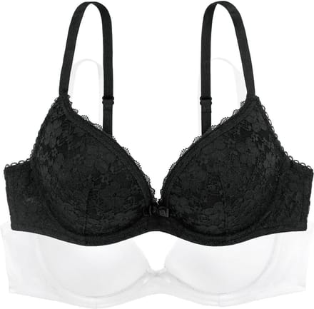 Dorina 2-Pack Push up / Plunge BH's - Sonia - Goedkope T-shirt kanten Bh's - 3/4 Cup - 85D