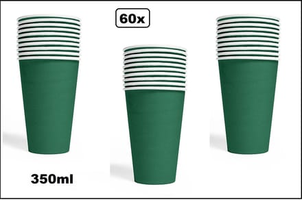 60x Mega beker groen karton 350ml - Drinken drank limonade