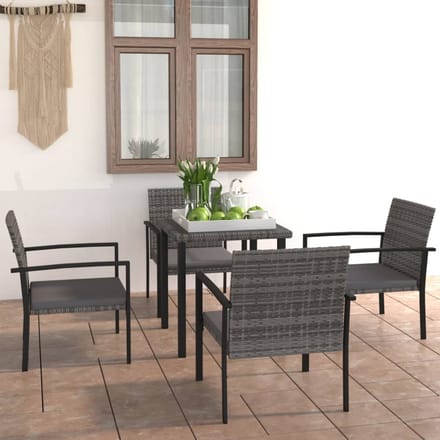 vidaXL - 5-delige - Tuinset - poly - rattan - grijs