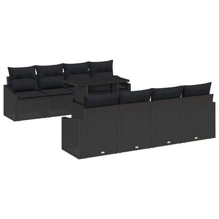 vidaXL - Tuinbank - Set - 7 - st - Zwart - poly - rattan