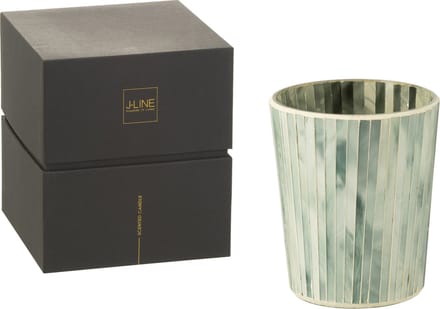 J-Line geurkaars Noa - Seaside Bliss - glas - lichtblauw - medium - 55U