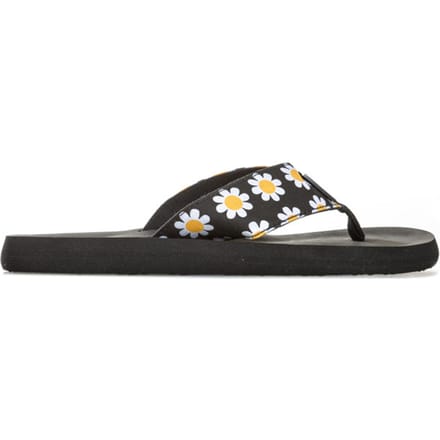 Rocket Dog Adios teenslippers met madeliefjes voor dames, zwart