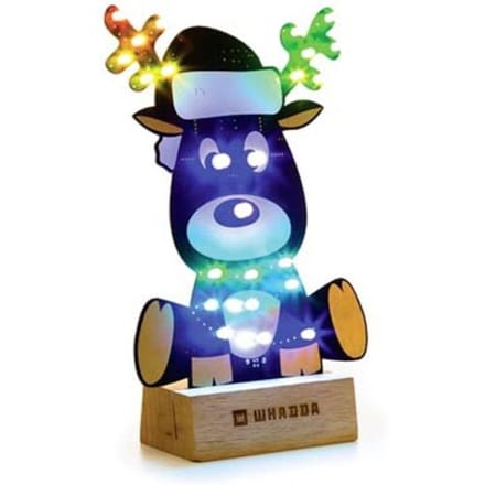 Whadda Soldeer- & programmeerkit, XL-printplaat, Rudolph het rendier, met houder, educatief en creatief STEM-bouwpakket