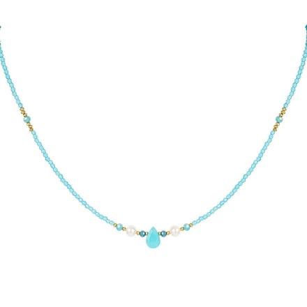 Yehwang Ketting Kralen Lover goud blauw