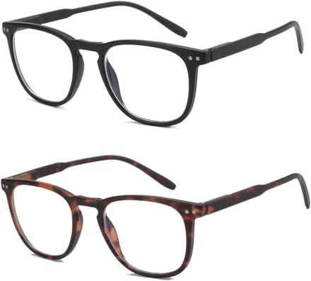 Blauwlichtfilter Bril 2-Pack voor Dames en Heren, Vierkant & Rond, Anti-Verblinding