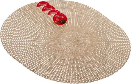 Placemats - rond - D40 cm - goud - 4x stuks - kunststof