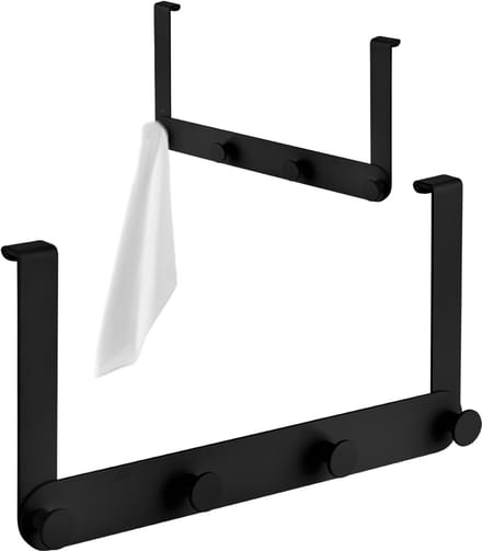 Laveo Miri - Douchewand Hanger - Vier Haakjes - Zwart Staal - 325mm Breedte