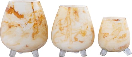 PTMD Windlicht Jamillia - 17x17x19 cm - Glas - Geel