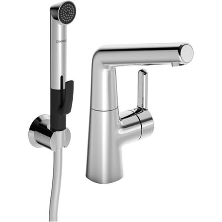 Hansa Designo - Wastafelkraan met draaibare uitloop en uittrekbare handdouche, chroom 51342201