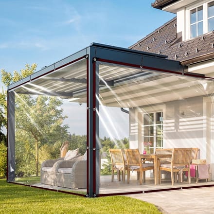 Waterdicht afdekzeil 3 x 3 m - Weerbestendig - Transparant - Serre balkon windbescherming