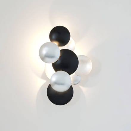 Holländer LED wandlamp BOLLADARIA, zwart/zilver 42x27 cm, metaal, dimbaar