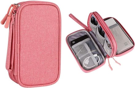 Elektronische Accessoires Organizer Tas voor Powerbanks, Kabels en USB-Sticks - Roze