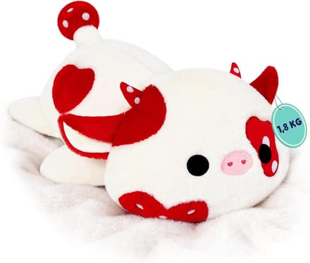 Pluche Koe - Knuffel Dier - Zachte Knuffel - Verzwaarde Vulling - 50 cm - Rood