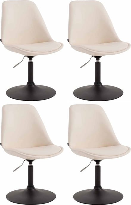 CLP Maverick Set van 4 Eetkamerstoelen - Kunstleer creme zwart