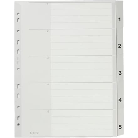 LEITZ® kunststof indexbladen, cijfers 1-5 (5 bladen),  nr. 1283