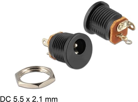 Delock Installation socket DC 2.1 x 5.5 mm soldering version