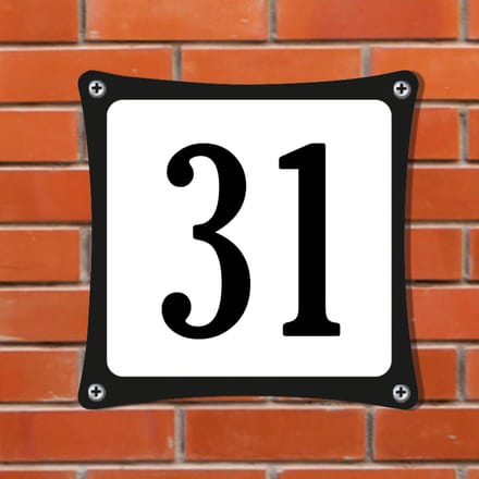 Decoporta Huisnummerbord Emaille-Look - Nummer 31 - Standaard - 10 x 10 cm | incl. schroeven