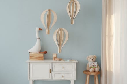 Set van 3 houten heteluchtballonnen