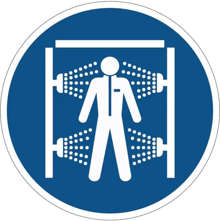 Decontaminatiedouche verplicht gebodssticker - M072 | 30 cm