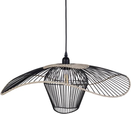 LUNGA - Hanglamp - Zwart - Rotan