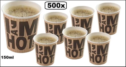 500x Koffiebeker I am Hot 180cc - Koffie chocomel soep drank water beker karton