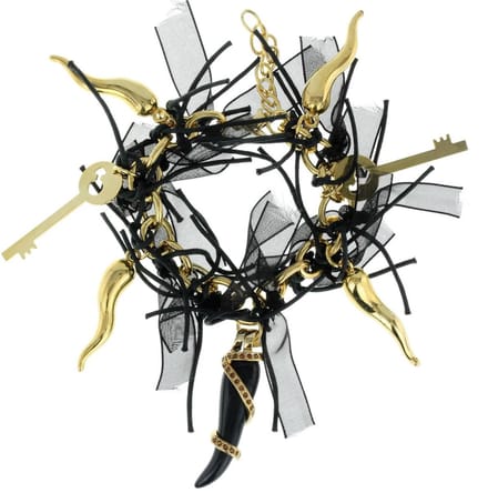 Behave - Zwarte armband met bedels - gothic stijl - 15,5 cm